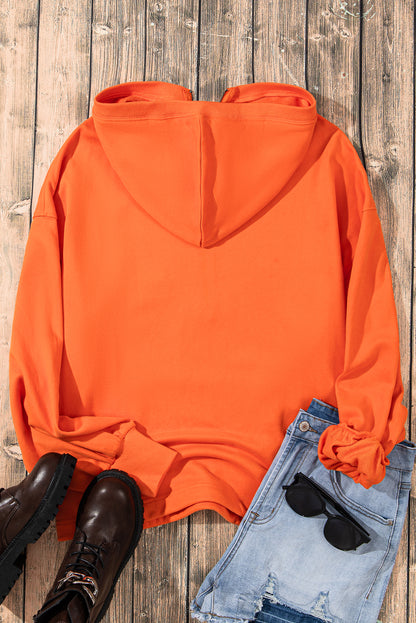 Parchment Solid Kangaroo Pocket Half Zipper Oversized Hoodie
