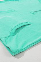 Parchment Solid Kangaroo Pocket Half Zipper Oversized Hoodie