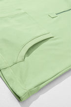 Parchment Solid Kangaroo Pocket Half Zipper Oversized Hoodie