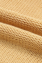 Khaki Hollowed Bubble Sleeve Knit Sweater