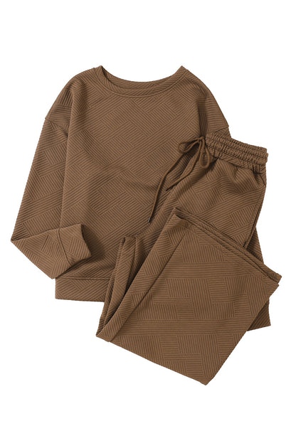 Gray Ultra Loose Textured 2pcs Slouchy Outfit