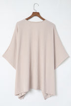 Apricot Lace Trim Ribbed Oversize Kimono