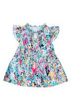 Sky Blue Loose Painted Floral Tee
