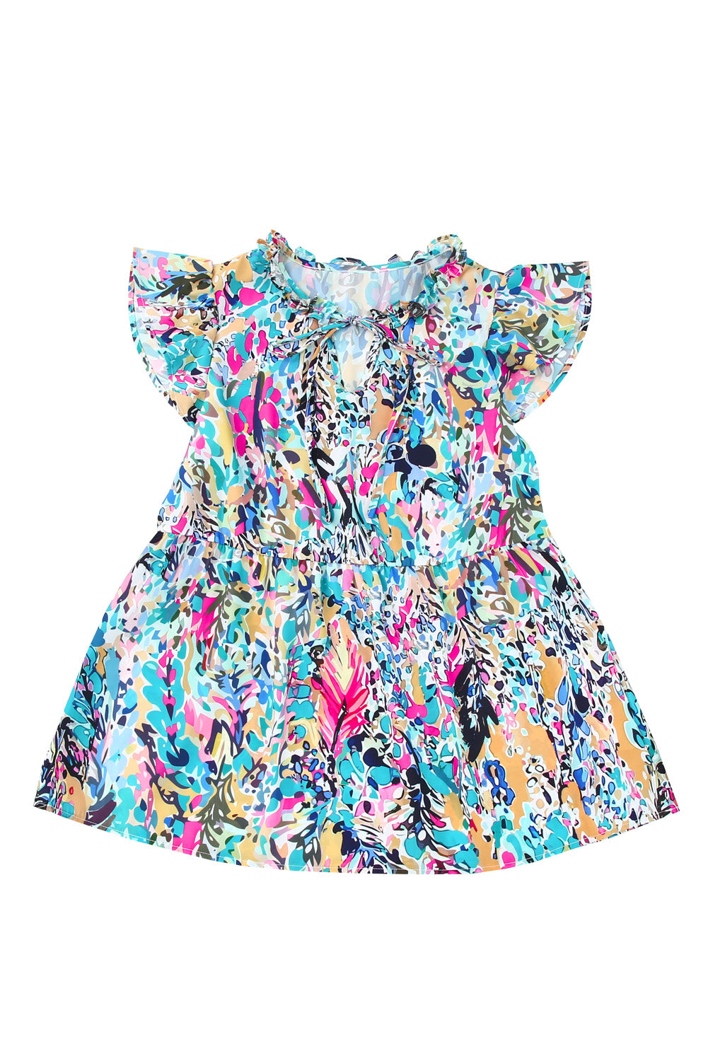 Sky Blue Loose Painted Floral Tee