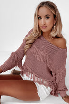Khaki Boho Tasseled Knitted Sweater