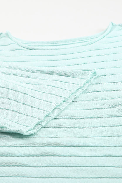 Apricot Exposed Seam Ribbed Knit Dolman Sweater
