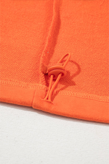 Parchment Solid Kangaroo Pocket Half Zipper Oversized Hoodie