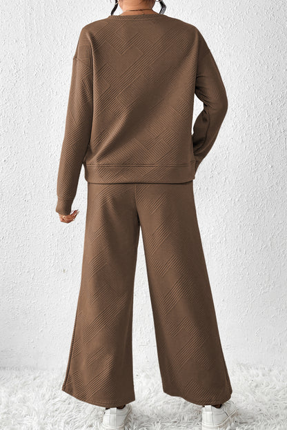 Gray Ultra Loose Textured 2pcs Slouchy Outfit