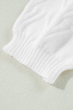 Peach Blossom Flower Detail Knitted Notched Neck Sweater