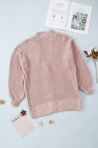 Khaki Buttoned Front Drop Shoulder Knitted Cardigan