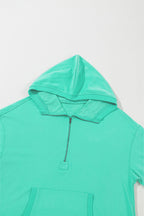 Parchment Solid Kangaroo Pocket Half Zipper Oversized Hoodie