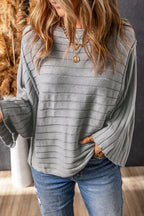 Apricot Exposed Seam Ribbed Knit Dolman Sweater