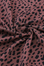 Gray Animal Spotted Print Round Neck Long Sleeve Top