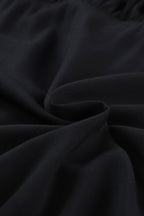 Black Ruffled 3/4 Sleeve V Neck Babydoll Mini Dress