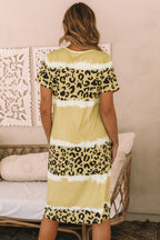Tie Dye Leopard Patchwork Short Sleeve Top
