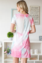 Multicolor Tie Dye Oversized Slit Tee Dress