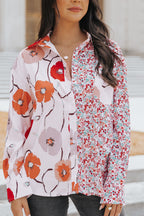 Floral Patchwork Buttoned Shirt with Pocket