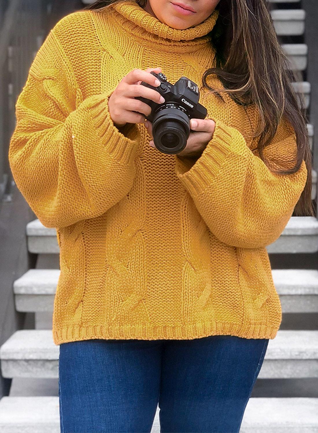 Cuddle Weather Cable Knit Handmade Turtleneck Sweater