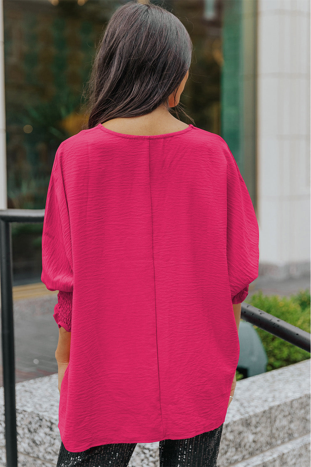 Smocked Wrist Shift Top