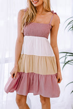 Multicolor Smocked Color Block Sleeveless Mini Dress