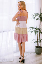 Multicolor Smocked Color Block Sleeveless Mini Dress