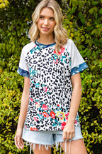Floral Camouflage Raglan Sleeve T-shirt