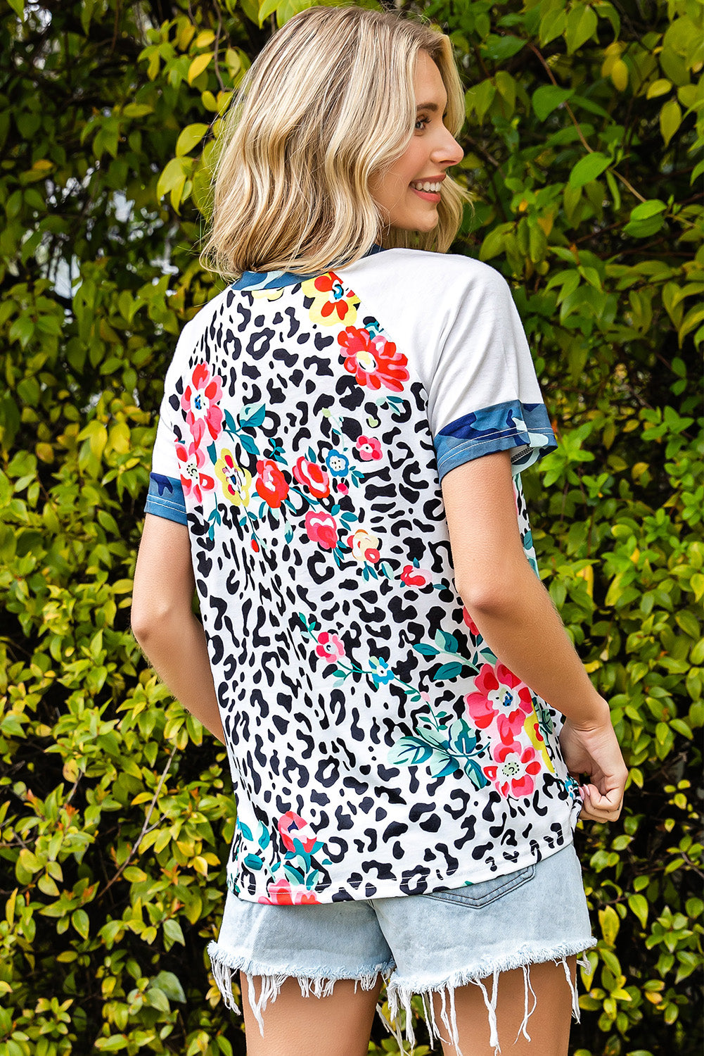 Floral Camouflage Raglan Sleeve T-shirt