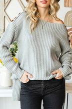 Buttoned Drop Shoulder Oversized Sweater
