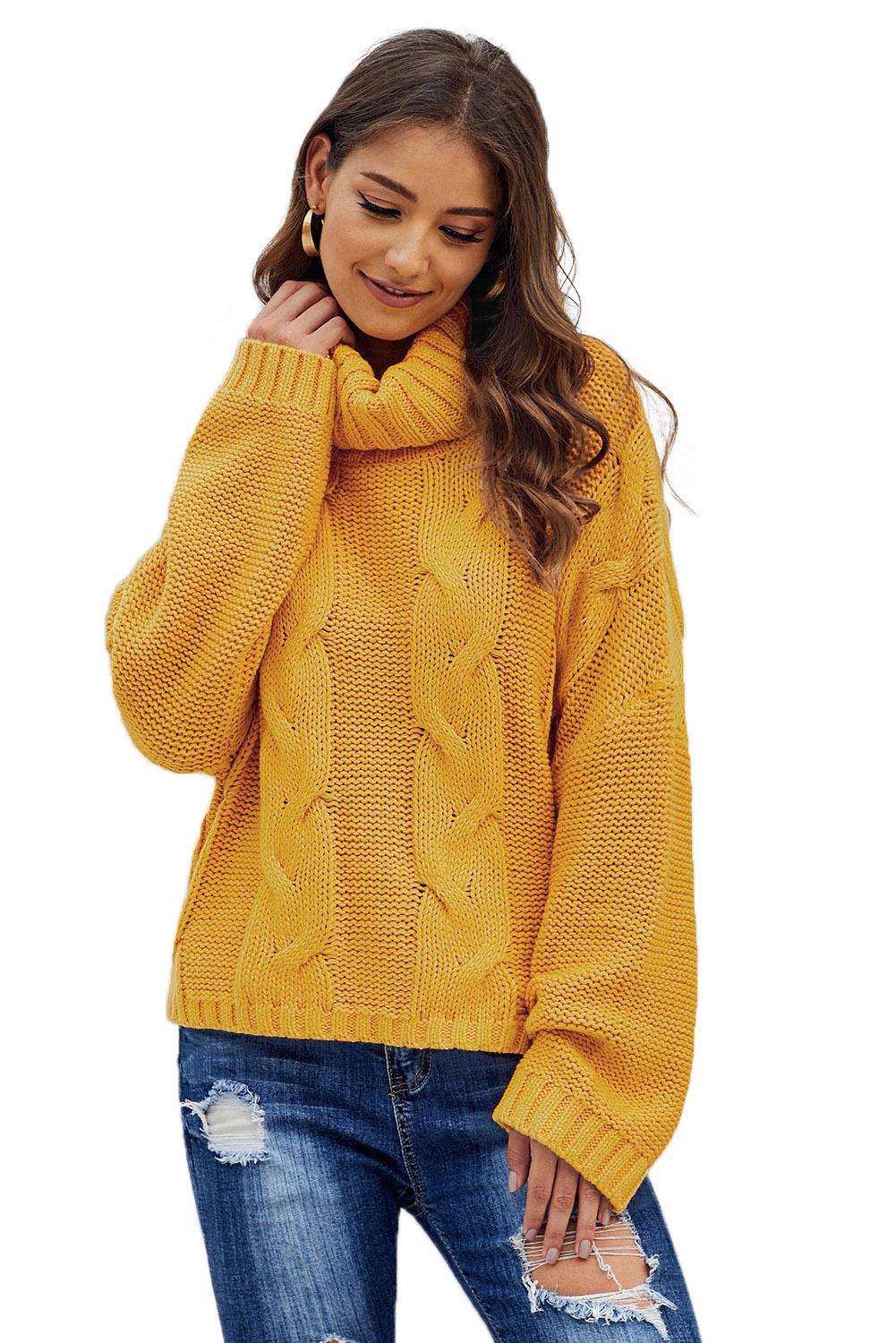 Cuddle Weather Cable Knit Handmade Turtleneck Sweater