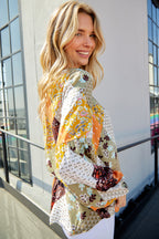 Square Neck Mixed Print Blouse