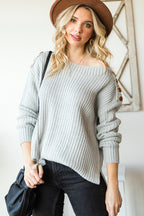 Buttoned Drop Shoulder Oversized Sweater