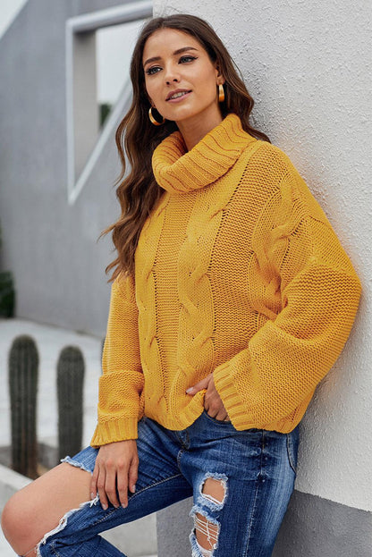 Cuddle Weather Cable Knit Handmade Turtleneck Sweater