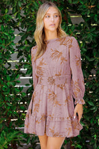 Lantern Sleeve Knotted Tiered Mini Dress