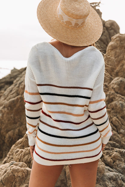 Multicolor Striped Knit Sweater