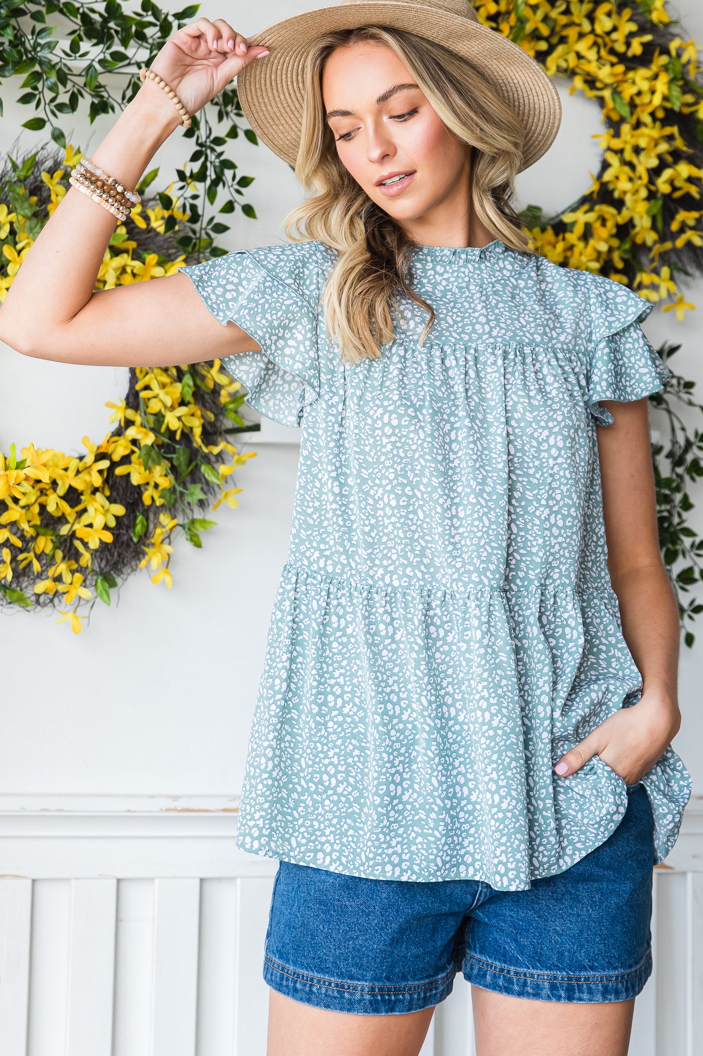 Cheetah Spotted Ruffle Top