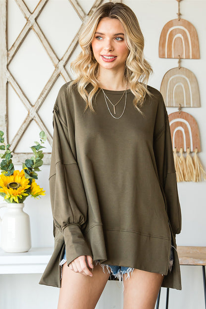 Patchwork Drop Shoulder Oversized Top