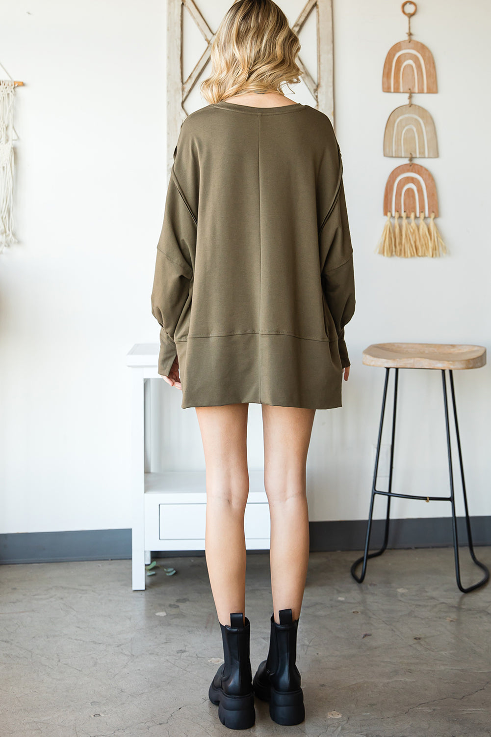 Patchwork Drop Shoulder Oversized Top