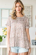 Tiered Leopard Short Sleeve Top
