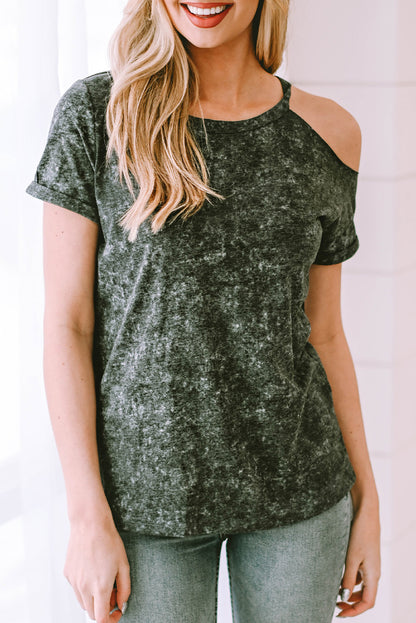 Vintage Asymmetric Cold Shoulder T-shirt