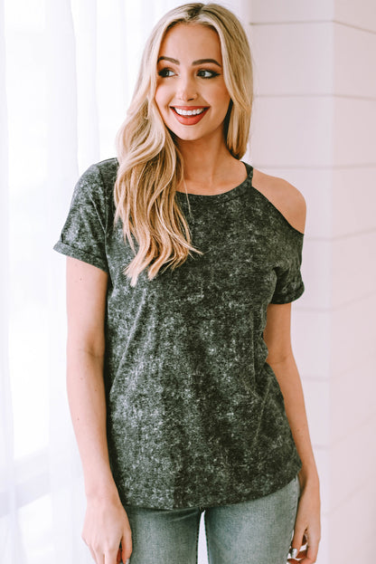 Vintage Asymmetric Cold Shoulder T-shirt