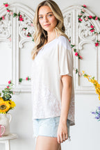 Colorblock Patchwork Short Sleeve Top
