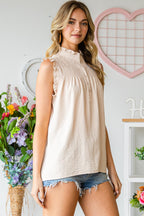 Frilled Tank Top with Buttons