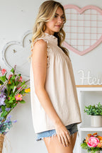 Frilled Tank Top with Buttons