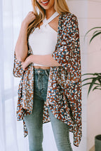 Mixed Colors Leopard Print Flowy Kimono