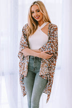Mixed Colors Leopard Print Flowy Kimono