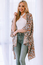 Mixed Colors Leopard Print Flowy Kimono