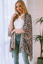 Mixed Colors Leopard Print Flowy Kimono