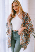 Mixed Colors Leopard Print Flowy Kimono