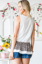 Leopard Peplum Hemline Flowy Tank Top