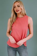 Twist Knot Waffle Knit Tank Top